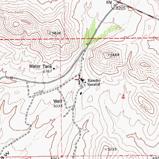 Topographic Map of Rancho Sacatal, AZ