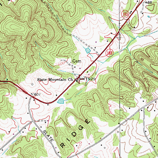 Topographic Map of Slate Mountain Baptist Church, NC