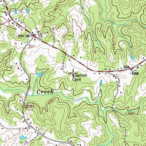 Topographic Map of Slaydon Cemetery, NC
