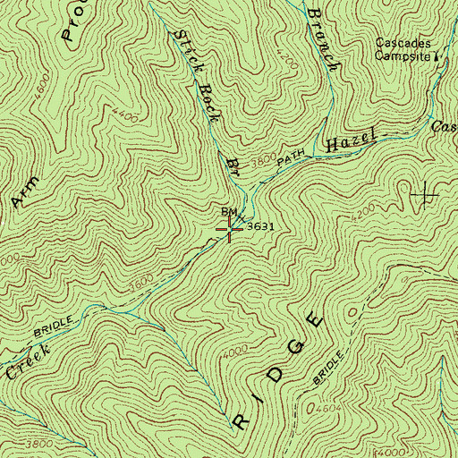 Topographic Map of Slick Rock Branch, NC