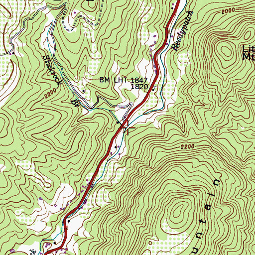 Topographic Map of Slickrock Branch, NC