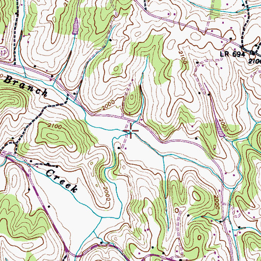 Topographic Map of Sluder Branch, NC