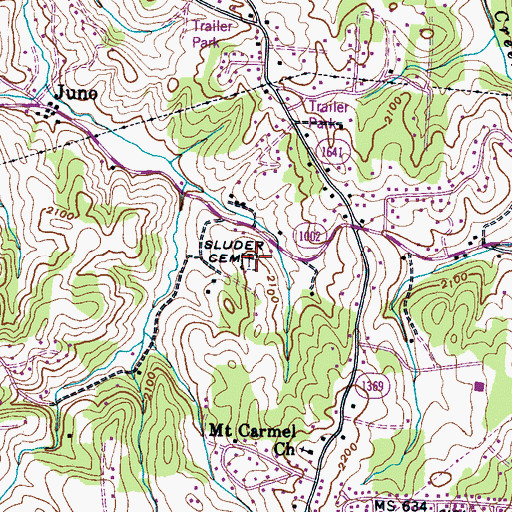 Topographic Map of Sluder Cemetery, NC