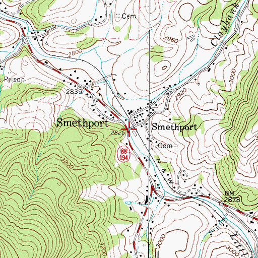 Topographic Map of Smethport, NC