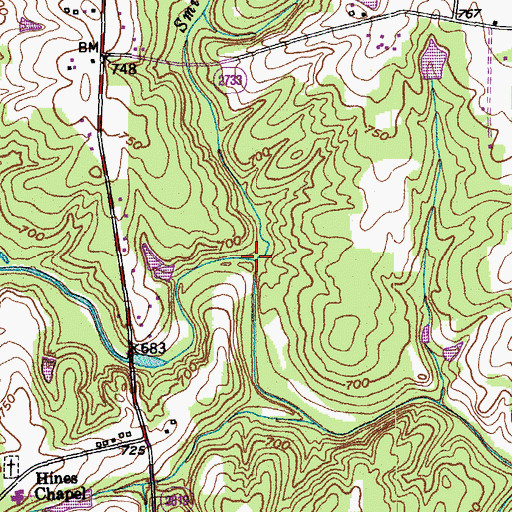 Topographic Map of Smith Branch, NC
