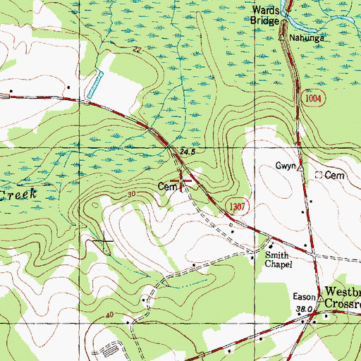 Topographic Map of Smith Cemetery, NC