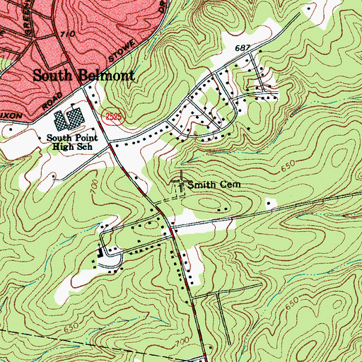 Topographic Map of Smith Cemetery, NC