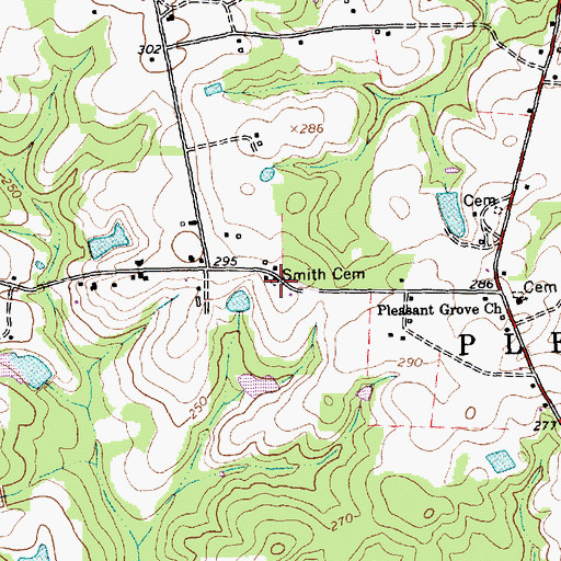 Topographic Map of Smith Cemetery, NC