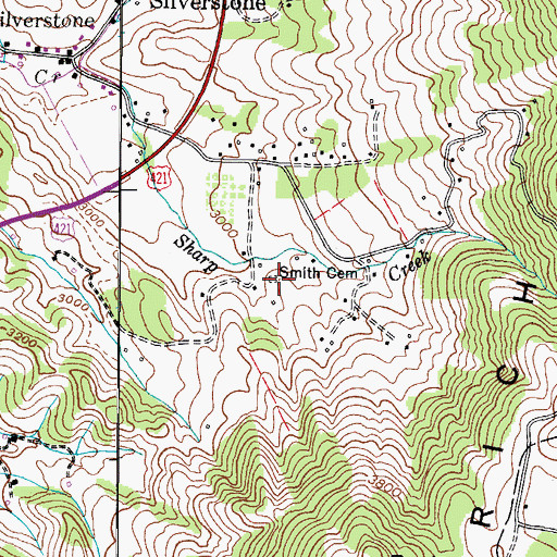 Topographic Map of Smith Cemetery, NC