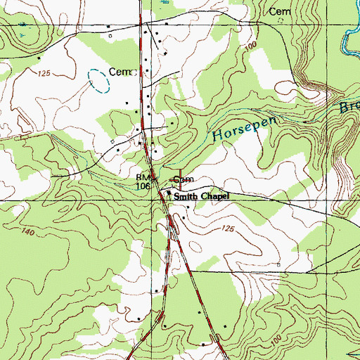 Topographic Map of Smith Chapel, NC