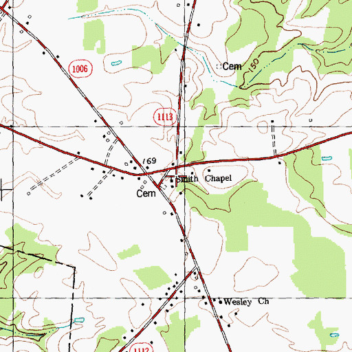 Topographic Map of Smith Chapel, NC