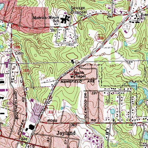 Topographic Map of Smith Chapel, NC