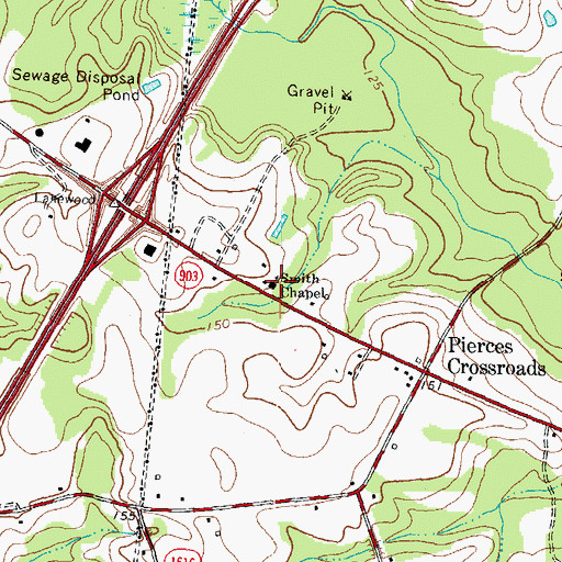 Topographic Map of Smith Chapel, NC