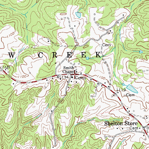 Topographic Map of Smith Chapel, NC