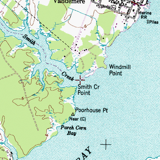 Topographic Map of Smith Creek, NC