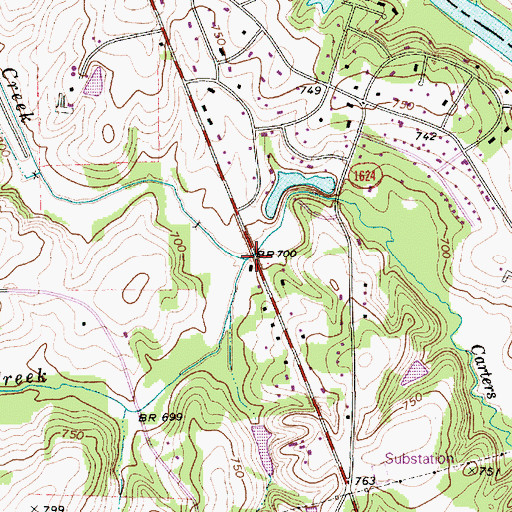 Topographic Map of Smith Creek, NC