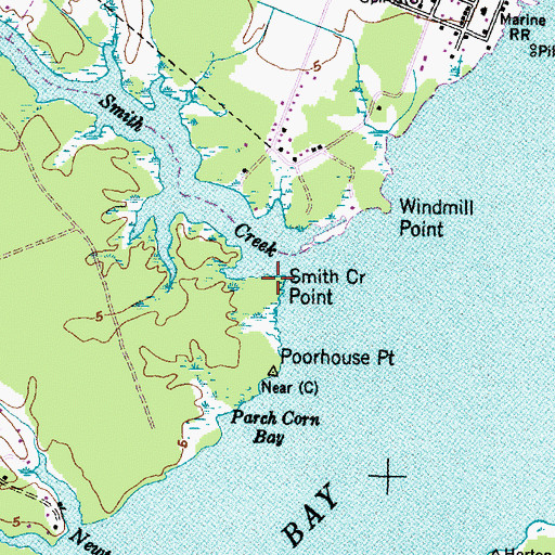 Topographic Map of Smith Creek Point, NC