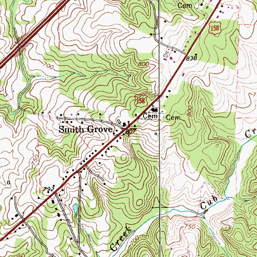 Topographic Map of Smith Grove, NC