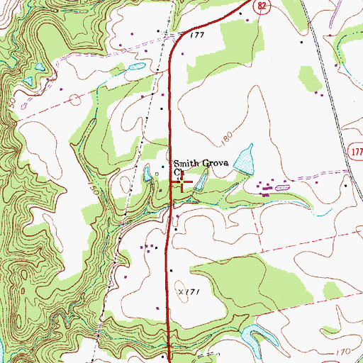 Topographic Map of Smith Grove Church, NC
