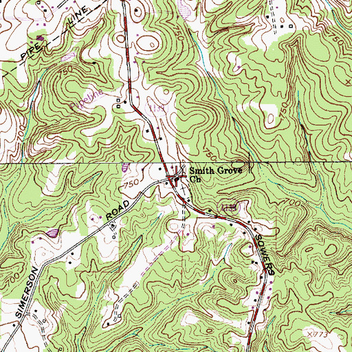 Topographic Map of Smith Grove Baptist Church, NC