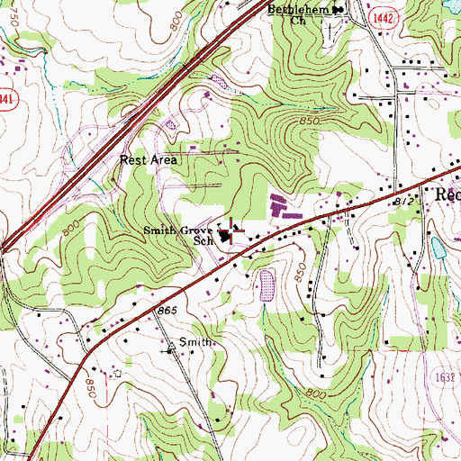 Topographic Map of Smith Grove School, NC