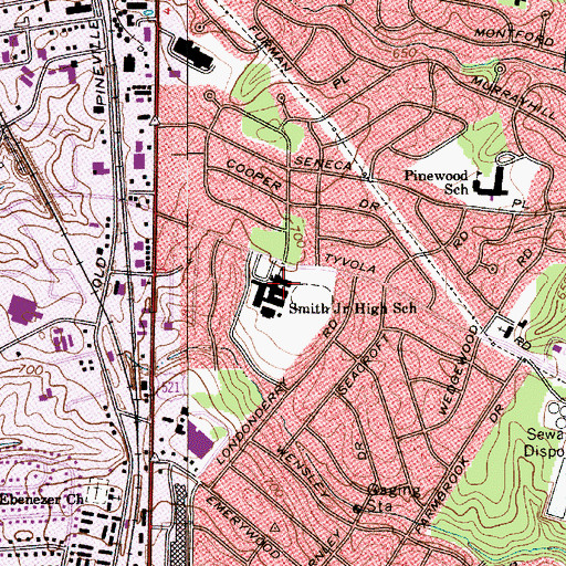 Topographic Map of Smith Academy of International Languages, NC