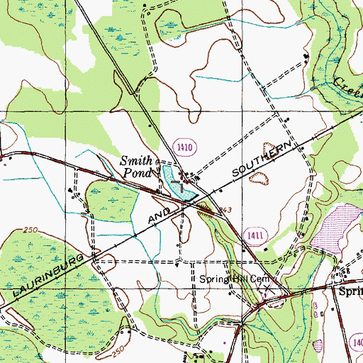 Topographic Map of Smith Pond, NC