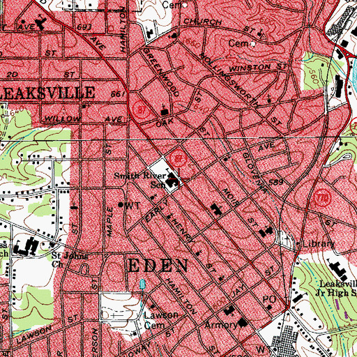 Topographic Map of Smith River School, NC