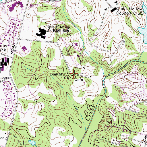 Topographic Map of Smithfield Church, NC