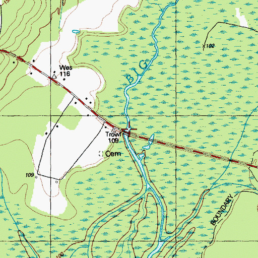 Topographic Map of Smiths Bridge, NC