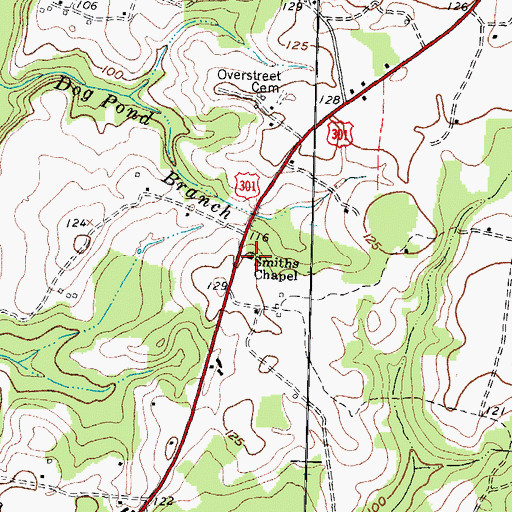 Topographic Map of Smiths Chapel, NC