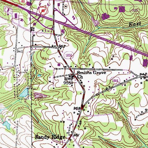 Topographic Map of Smiths Grove Church, NC