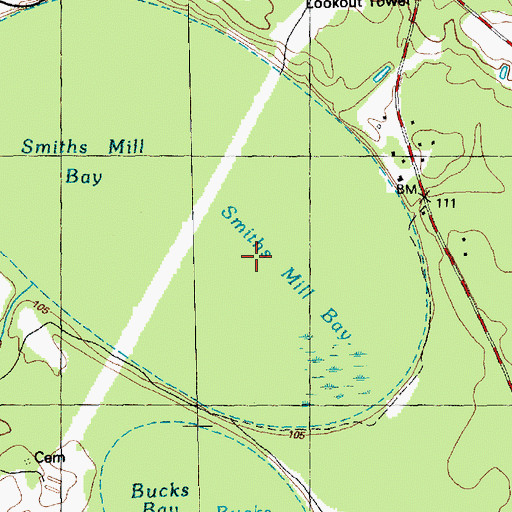 Topographic Map of Smiths Mill Bay, NC