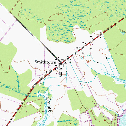 Topographic Map of Smithtown, NC
