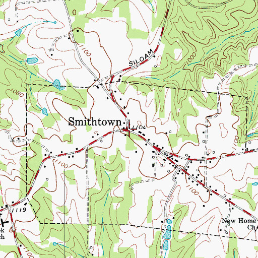 Topographic Map of Smithtown, NC