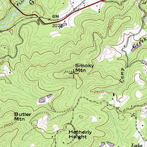 Topographic Map of Smoke Mountain, NC