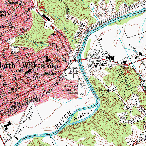 Topographic Map of Smoot Park, NC