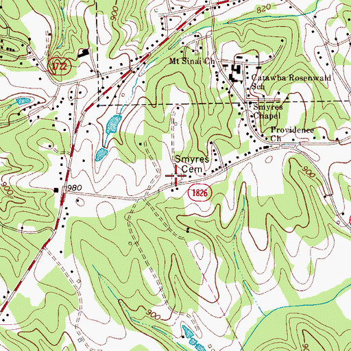 Topographic Map of Smyres Cemetery, NC