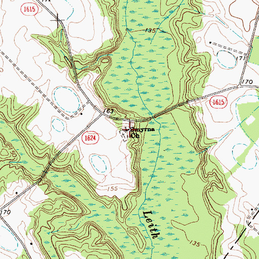 Topographic Map of Smyrna Church, NC