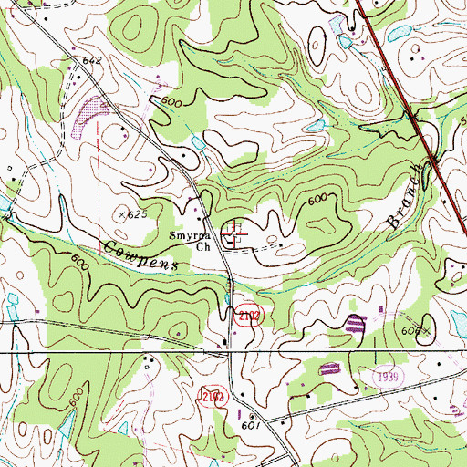 Topographic Map of Smyrna Church, NC