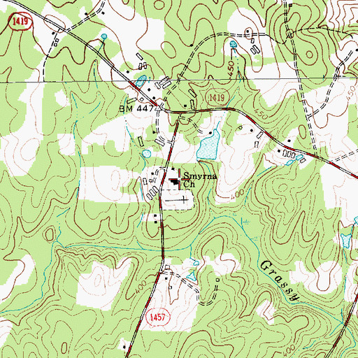 Topographic Map of Smyrna Church, NC