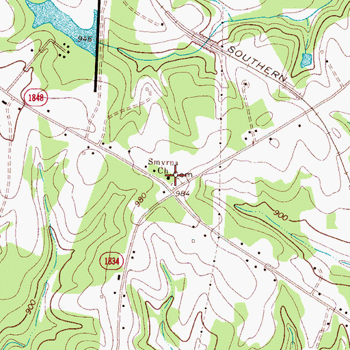 Topographic Map of Smyrna Church, NC
