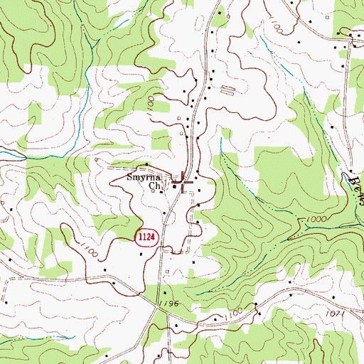 Topographic Map of Smyrna Church, NC