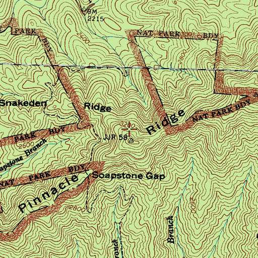 Topographic Map of Snakeden Ridge, NC