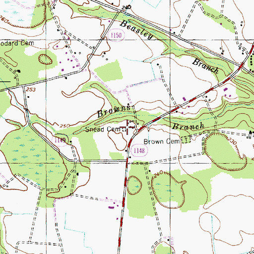 Topographic Map of Snead Cemetery, NC