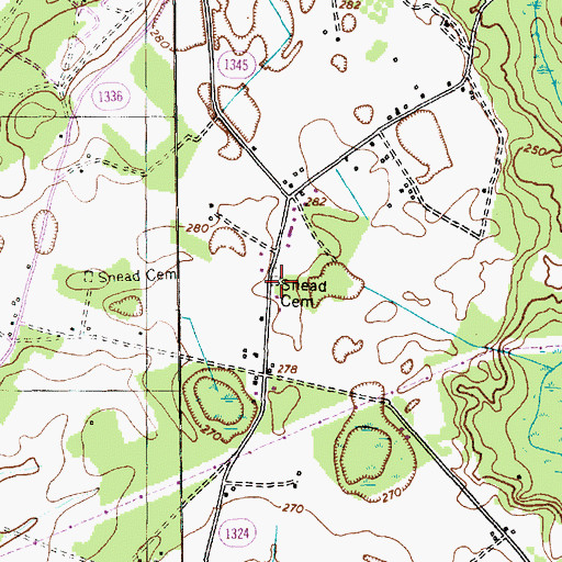 Topographic Map of Snead Cemetery, NC
