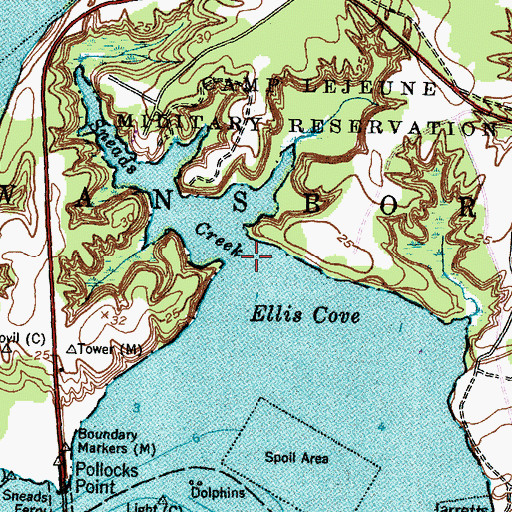 Topographic Map of Sneads Creek, NC