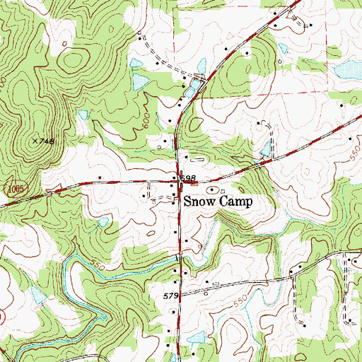 Topographic Map of Snow Camp, NC