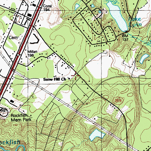 Topographic Map of Snow Hill Church, NC