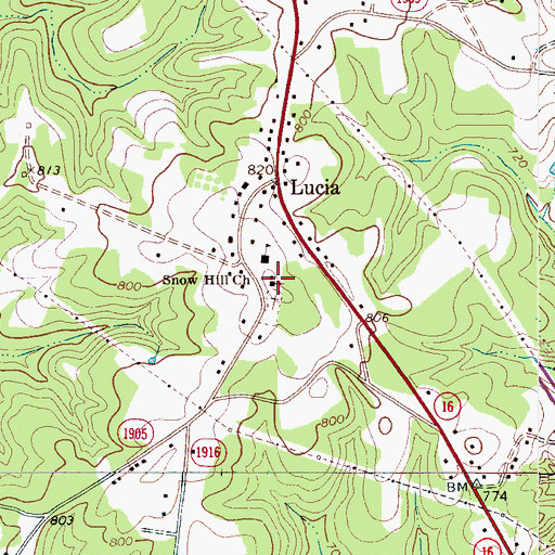 Topographic Map of Snow Hill Church, NC